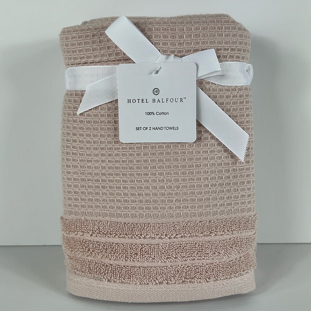 Hotel Balfour Hand Towels Light Pink 100% Cotton 2 Pieces NEW